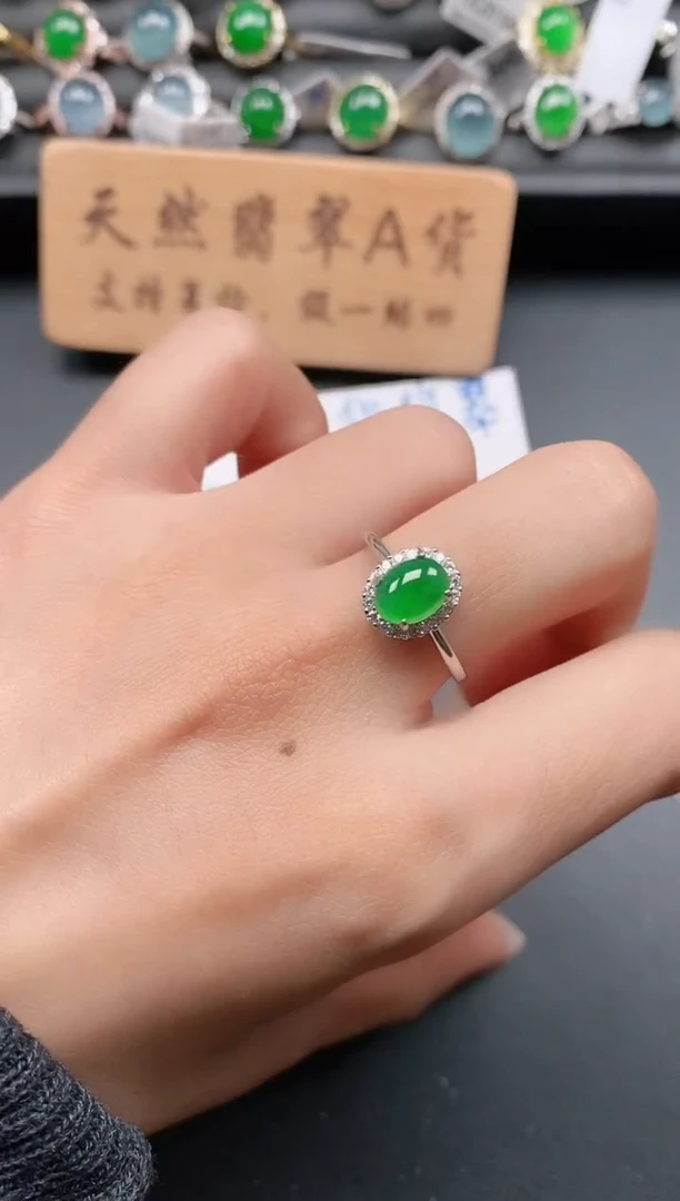 银S925镶嵌戒指翡翠111