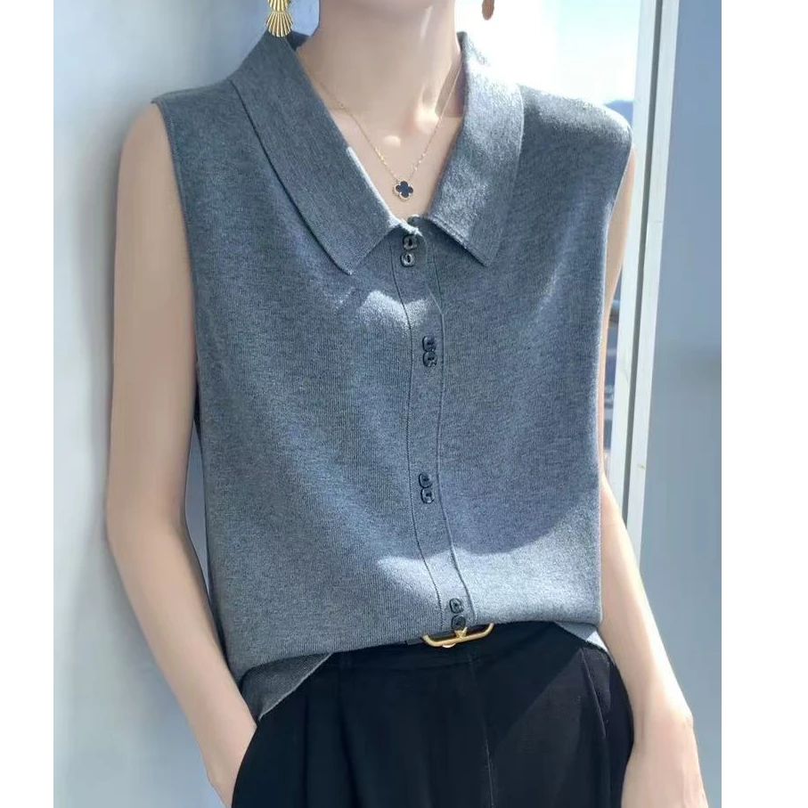 涵玖玥【翻领坎肩】精致感可叠搭无袖上衣ZM-5.9-019