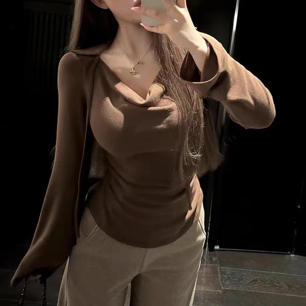 辣妹荡领绑带显瘦上衣#8070（细节以直播间为准）