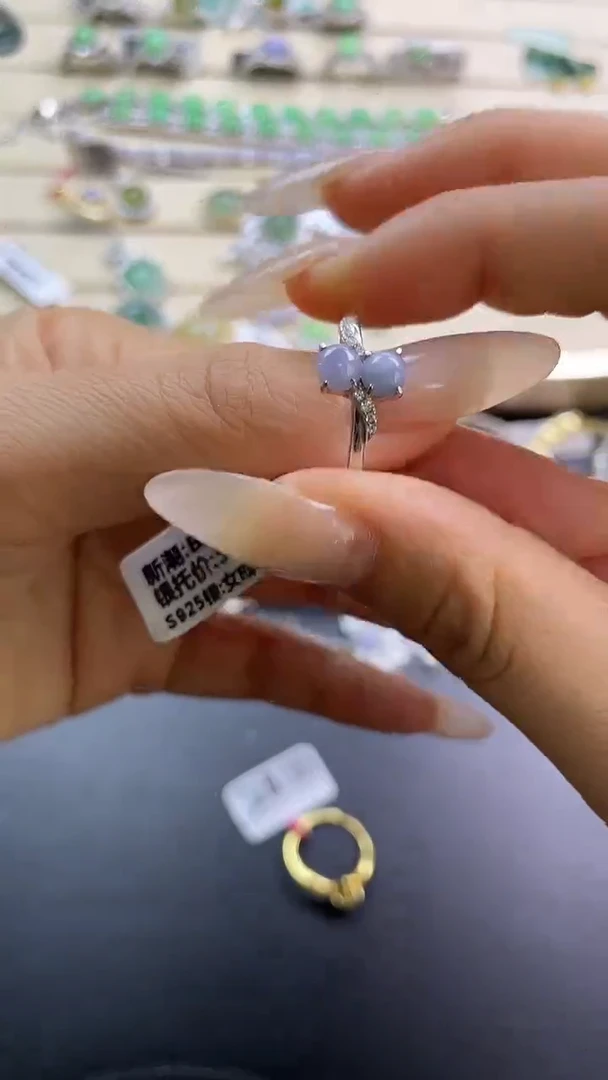 银S925镶嵌戒指翡翠翡翠 蛋面 银S925镶嵌