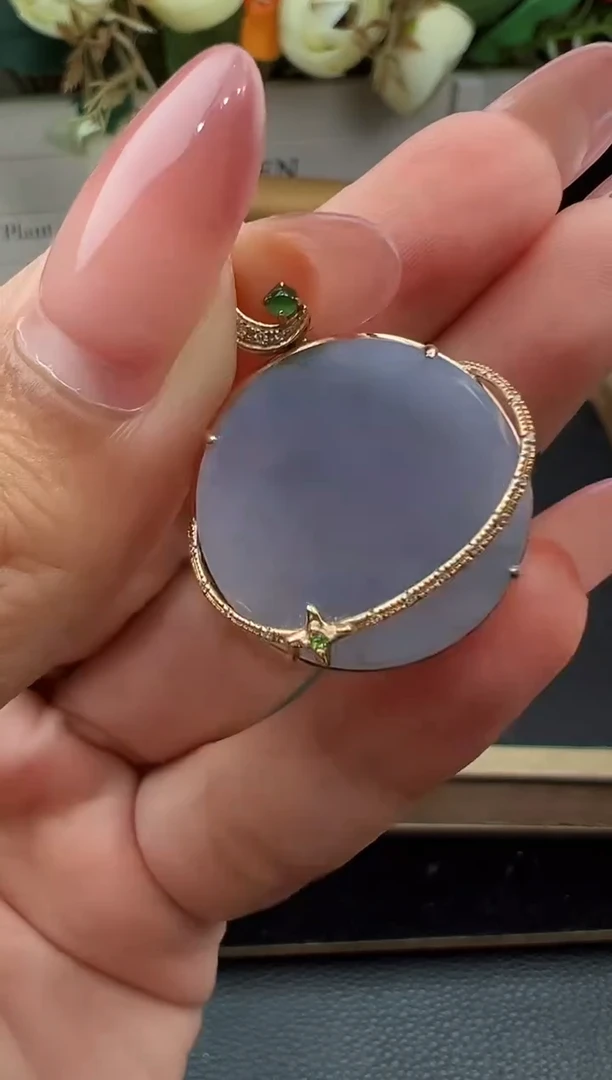 吊坠(不含链)18K金镶嵌翡翠勿拍