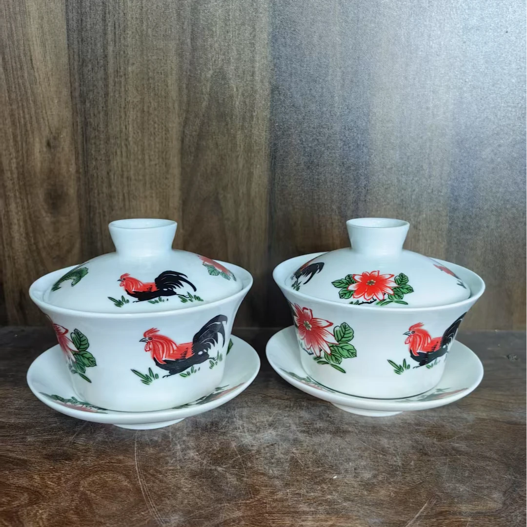 A287景德镇制陶瓷盖碗一对