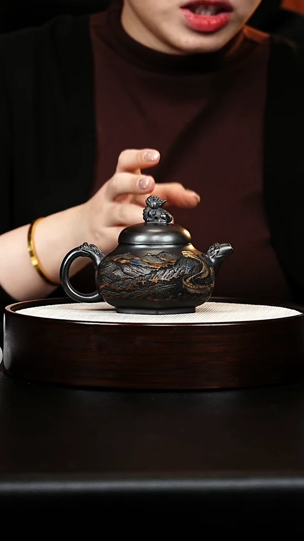 茶壶紫砂六方龙韵