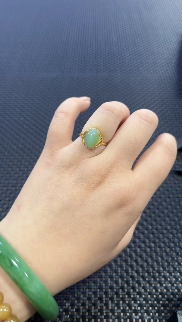 和田玉戒指银S925镶嵌 （多样性发一件）0036