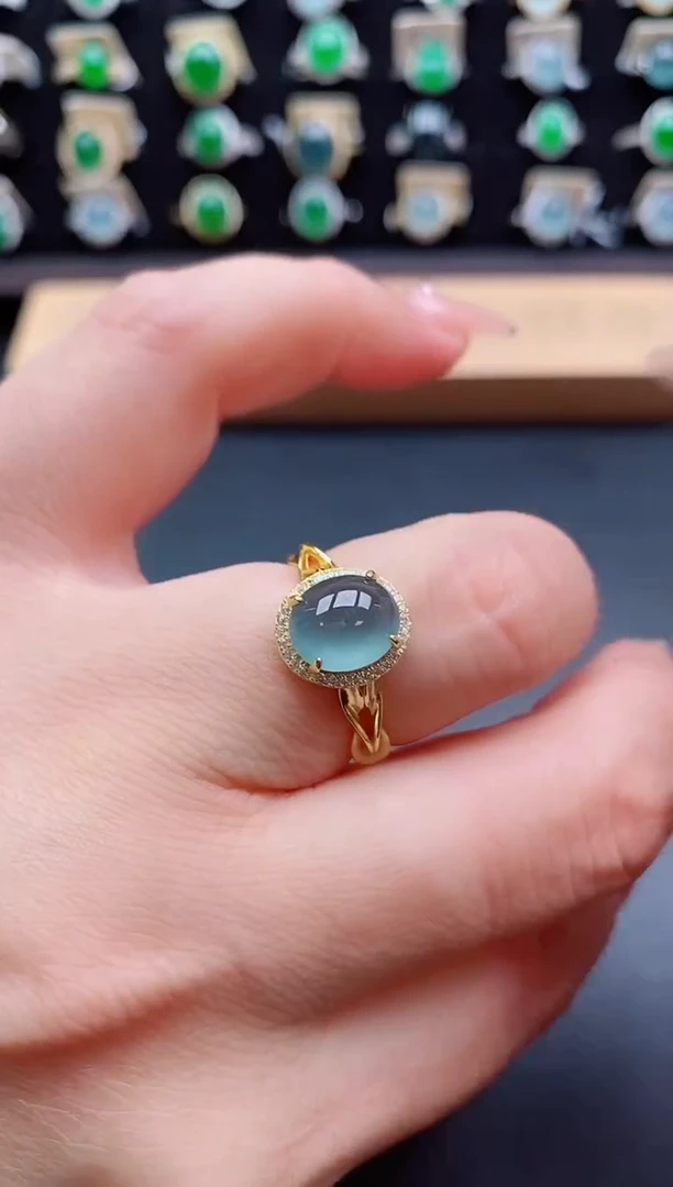 银S925镶嵌戒指翡翠1