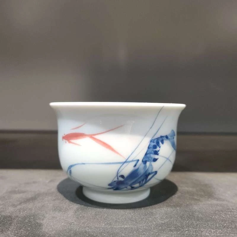 （微瑕）墨舍柴窑写意虾小炉式杯