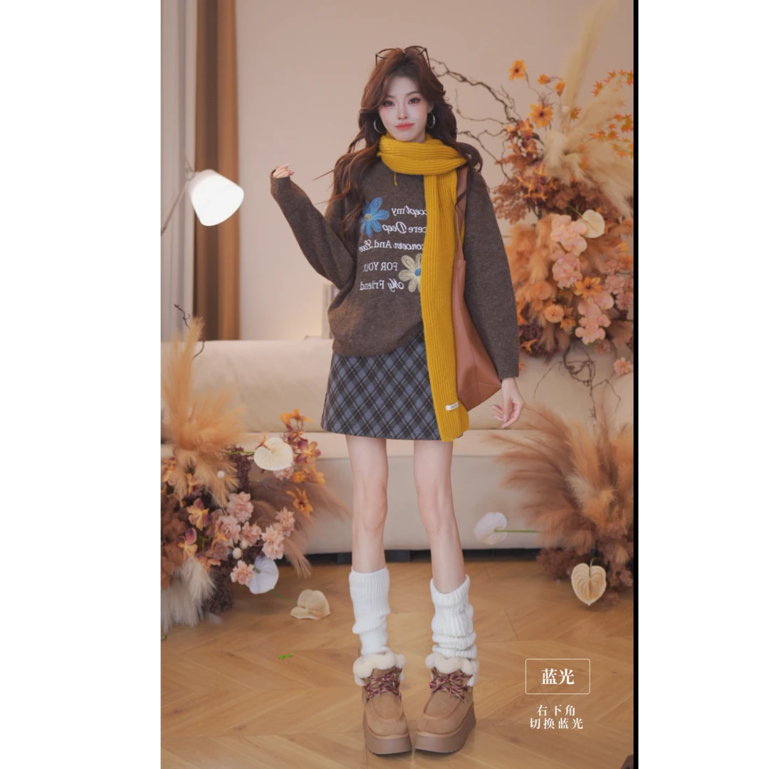 曾小咸 洋气花朵毛针织衫圆领毛衣冬款ZA54MZF1186