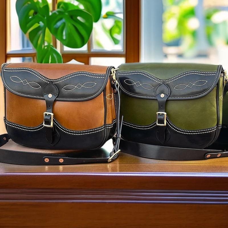 【双工牌】高级百搭轻奢复古经典休闲时尚小众单肩邮差包237015