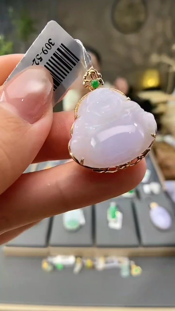吊坠(不含链)18K金镶嵌翡翠佛公