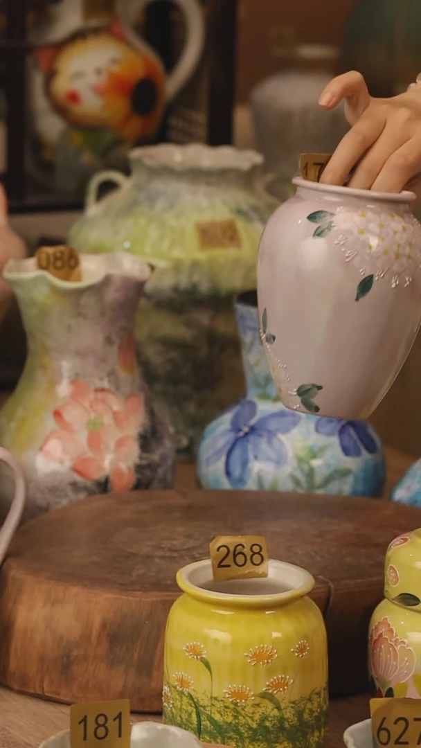 陶瓷172景德镇设计师手作花器摆件侘寂风