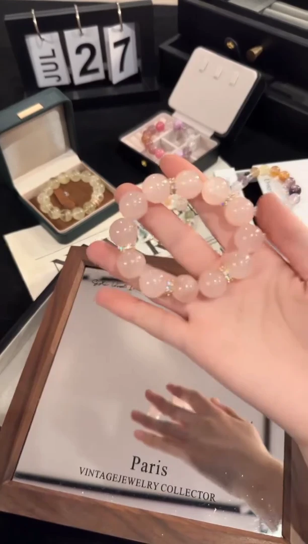 水晶手链合金粉水晶x2127