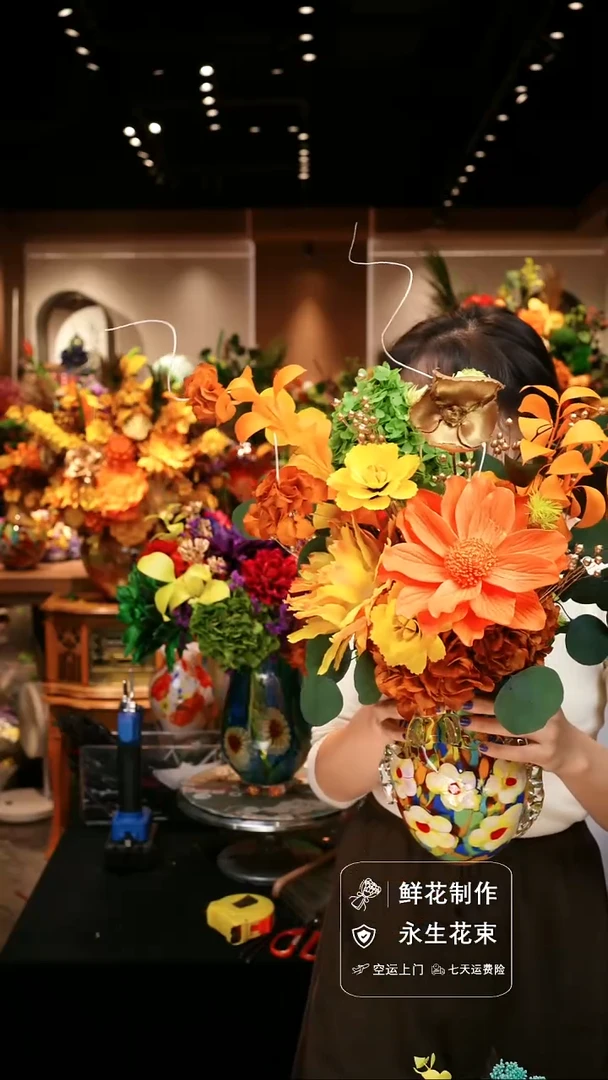 手工艺品琉璃手工花器花束空运包邮送货上门-以图片为准