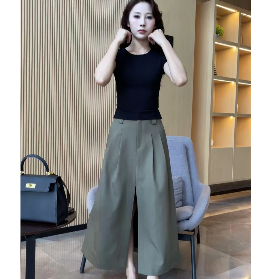 纯色小众设计感高腰半身裙成熟风百搭西装-25368