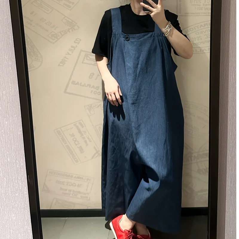 2025新款欧韩版牛仔女士背带裤休闲时尚外穿宽松直筒薄款