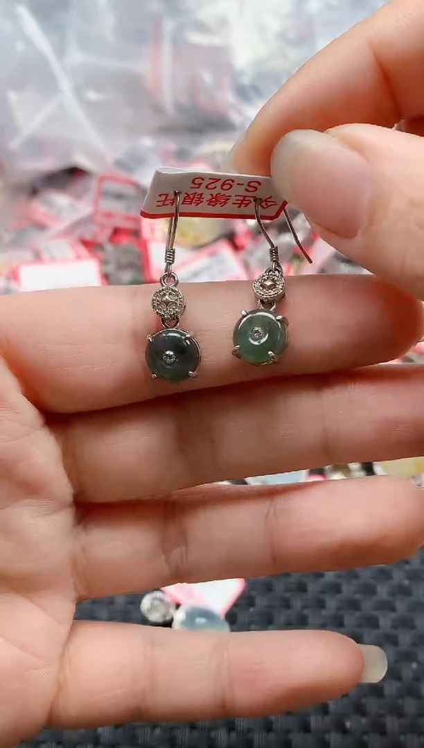 银S925镶嵌戒指翡翠天然A货缅甸翡翠