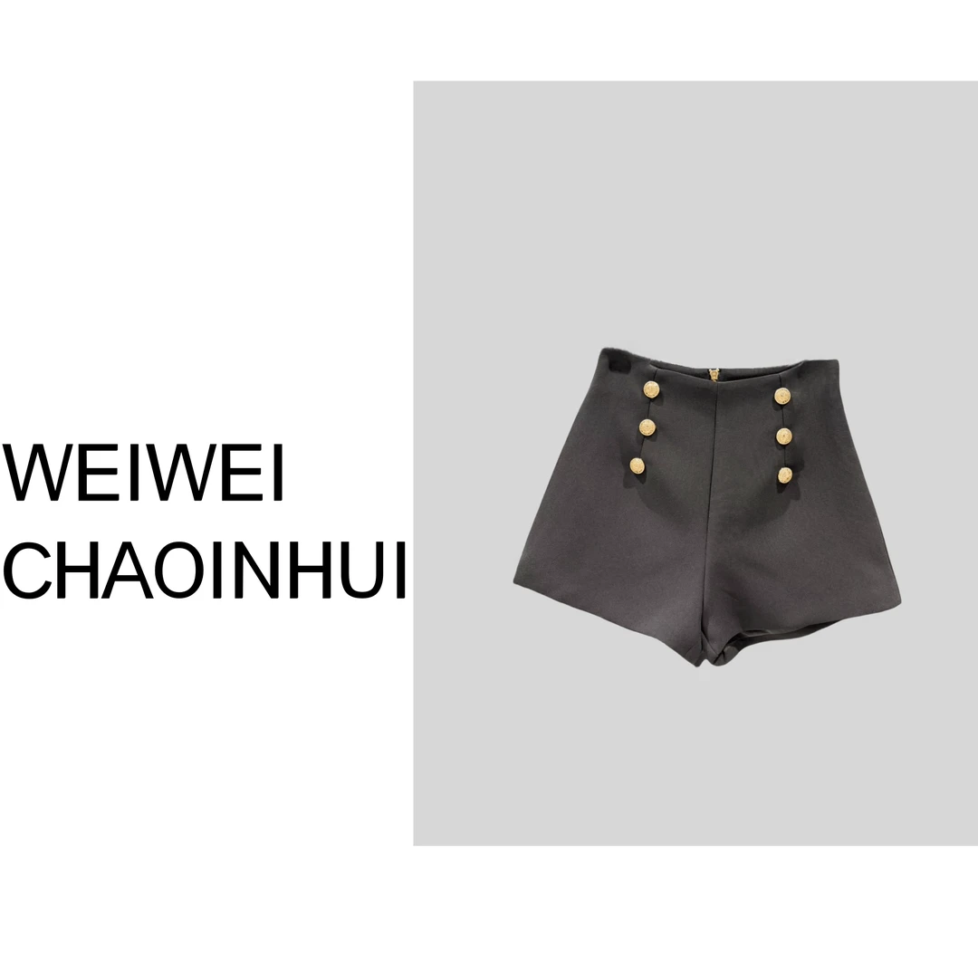 意模【薇薇高端欧货】春季【拾柒】时尚高腰修身金扣短裤341-30272470