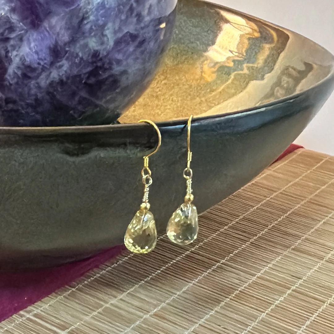 新款925黄水晶耳坠
