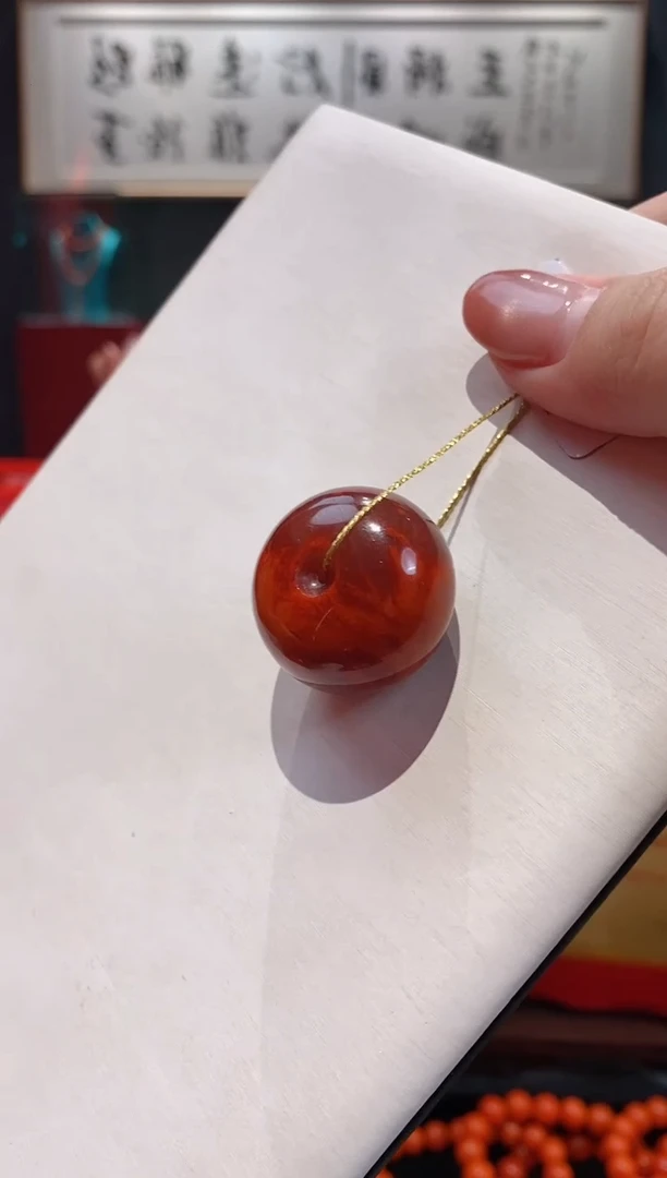 南红玛瑙未镶嵌吊坠(赠链)瓦西南红火焰纹平安扣吊坠