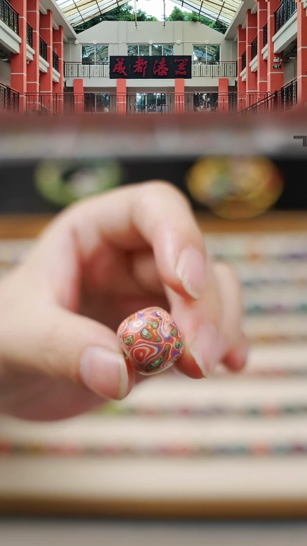 大漆桶珠1.4粉橘