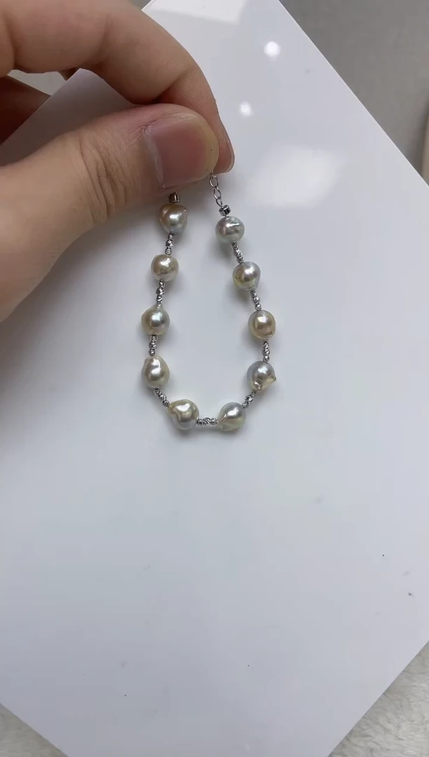 银S925镶嵌手链海水珍珠