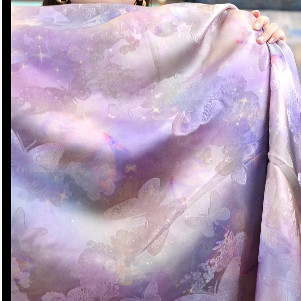 【仙女紫】红云纱国风新中式面料【HV9843 】