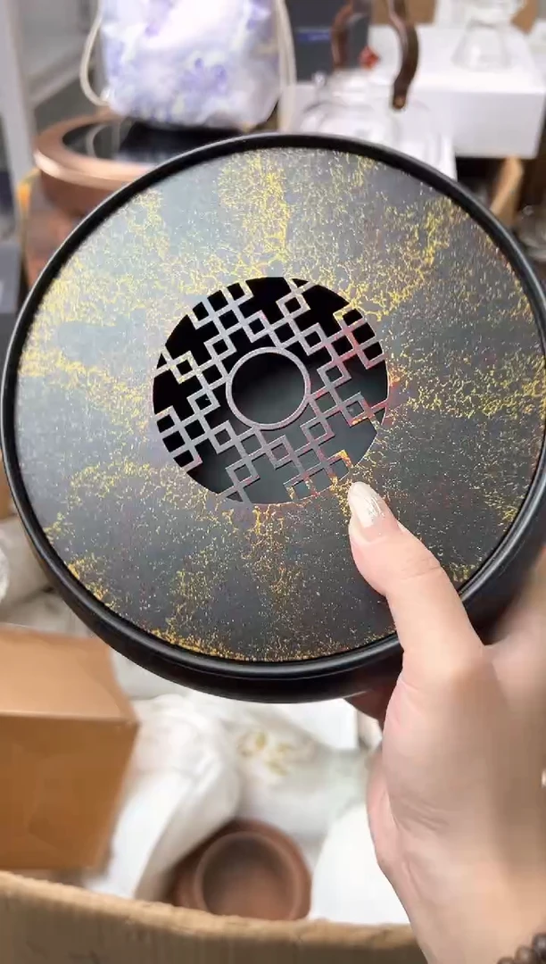 大漆茶盘红纹金