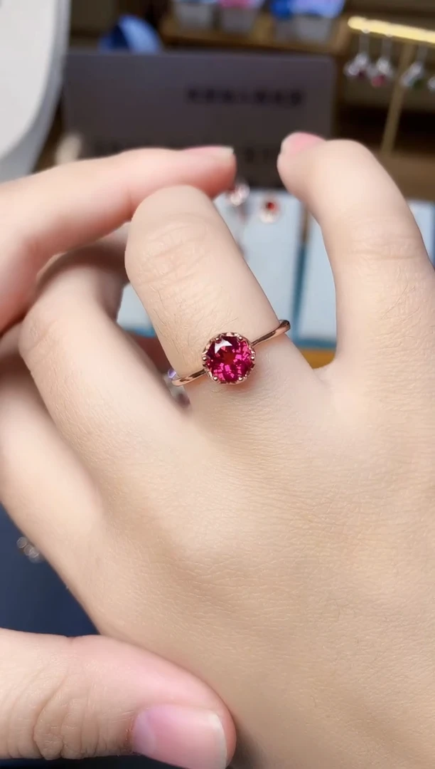 银S925镶嵌戒指石榴石天然镁铝