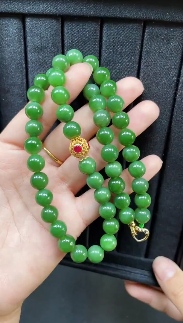 【闪购商品】和田玉项链18K金镶嵌10MM 多样性发一