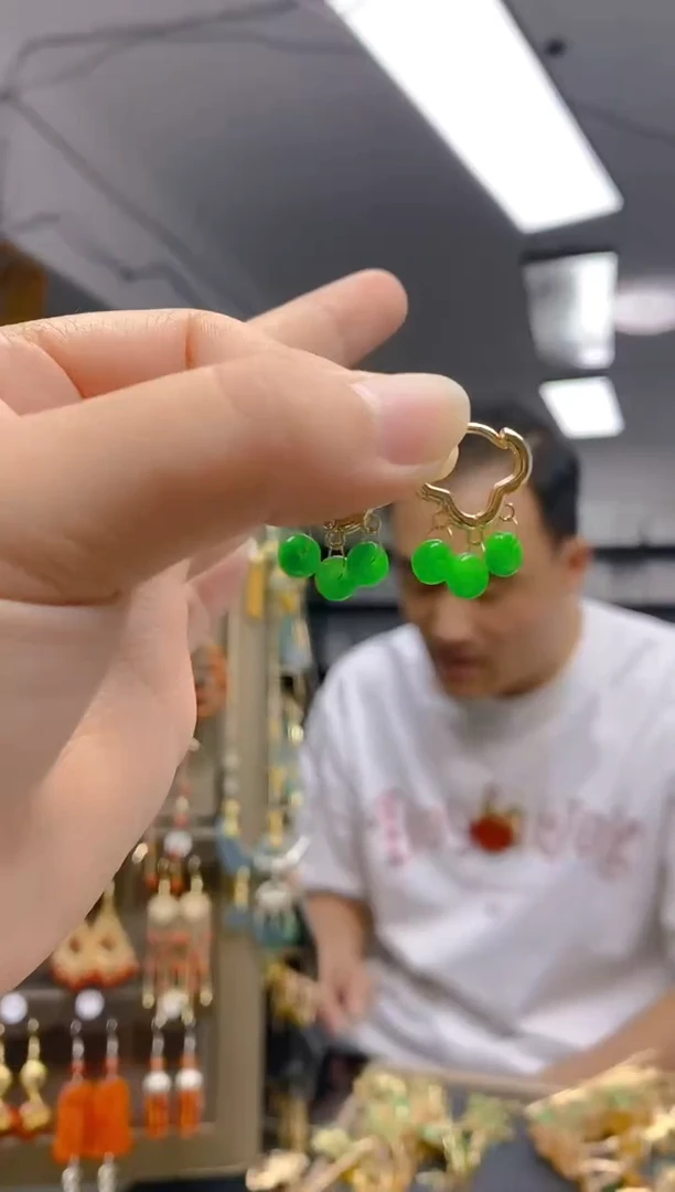 翡翠合金耳饰0433翡翠耳包