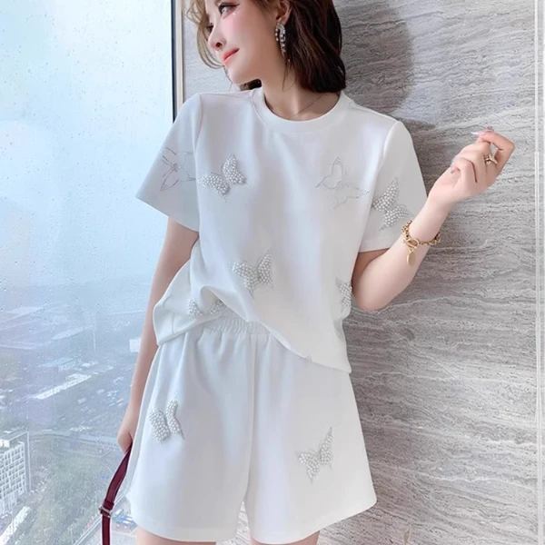 欧货夏装运动套装女2024新款休闲小个子高级感显瘦短袖短裤两件套