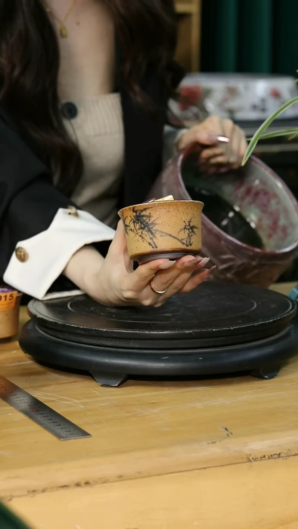 【石湾花盆】茶杯（手绘）d***梁014
