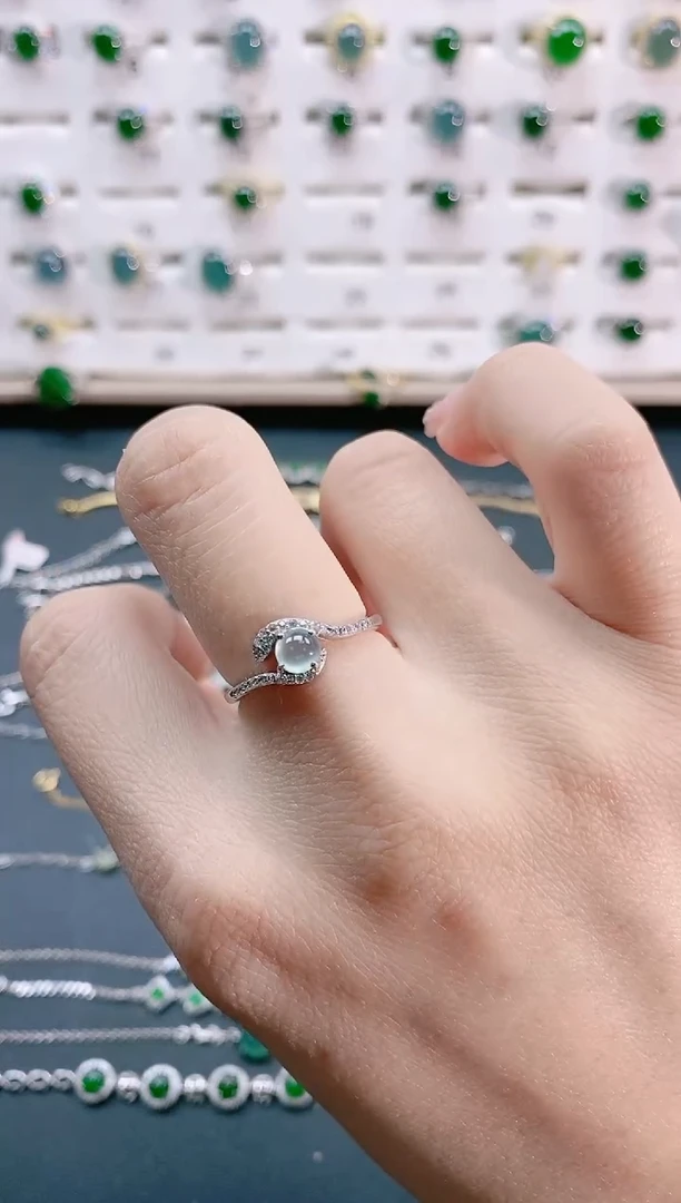 【闪购商品】翡翠戒指银S925镶嵌天然翡翠