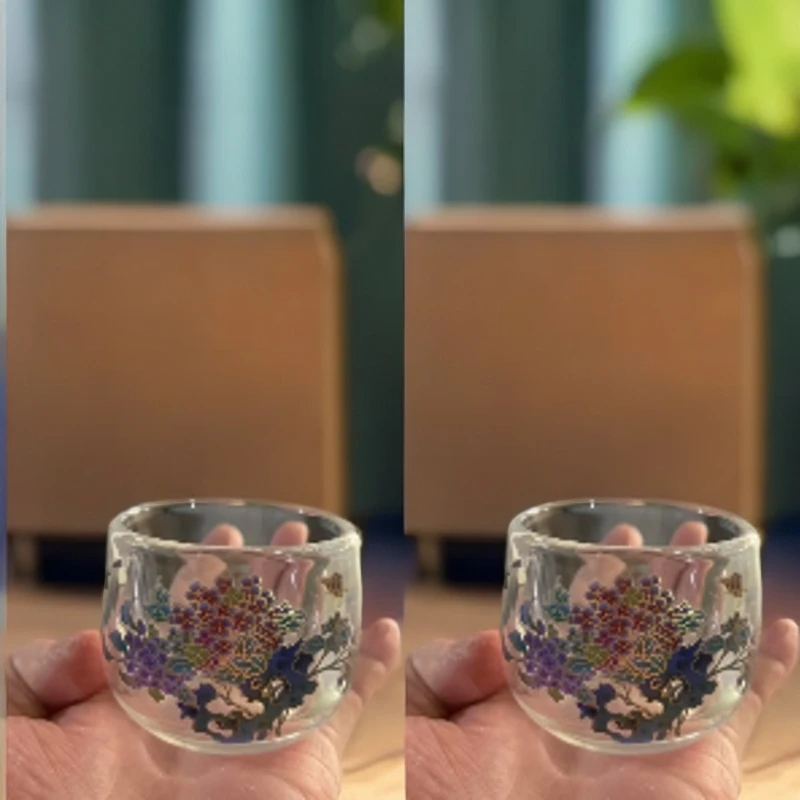 2个牡丹ZH3258变色玻璃客杯