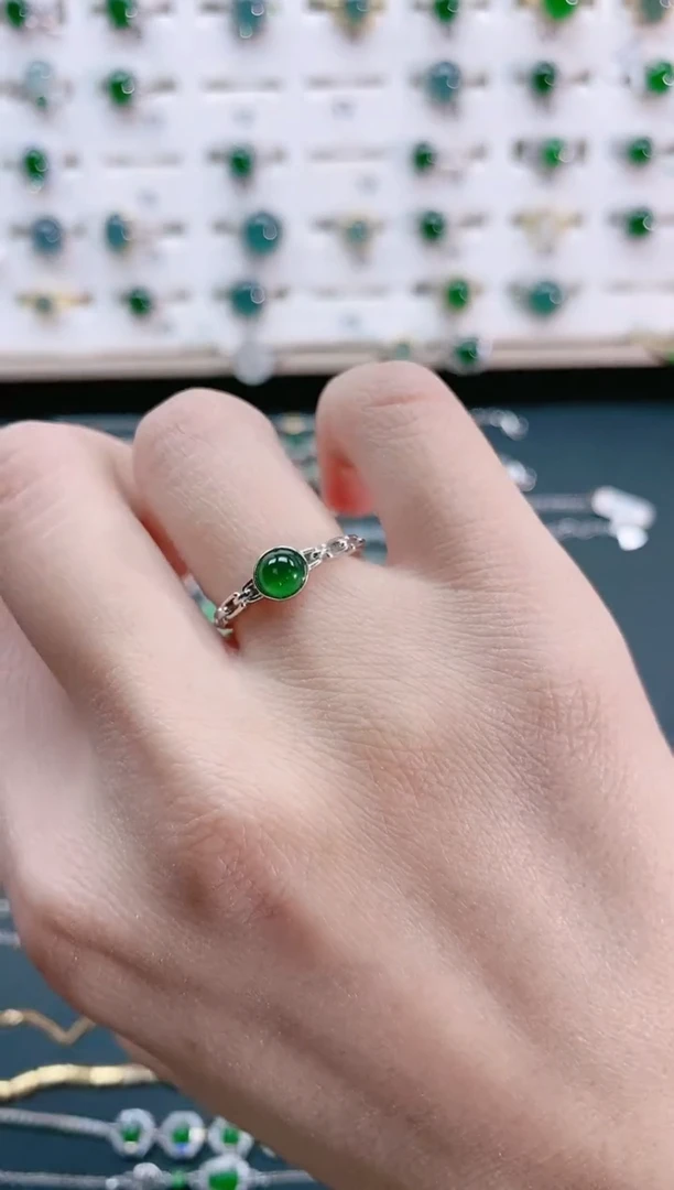 【闪购商品】翡翠戒指银S925镶嵌天然翡翠