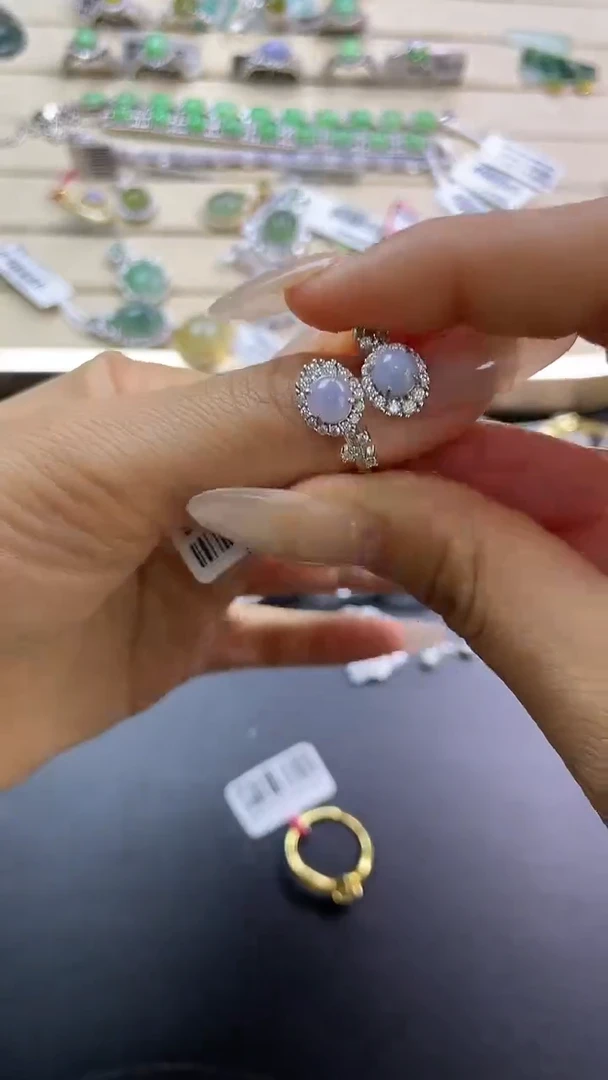 银S925镶嵌戒指翡翠翡翠 蛋面 银S925镶嵌