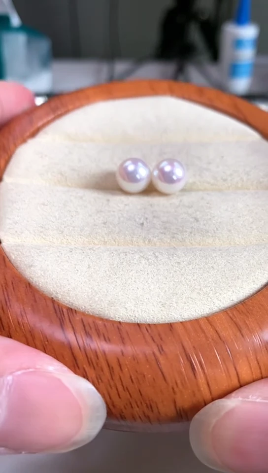 【闪购商品】海水珍珠耳钉18K金镶嵌8.5-9素钉