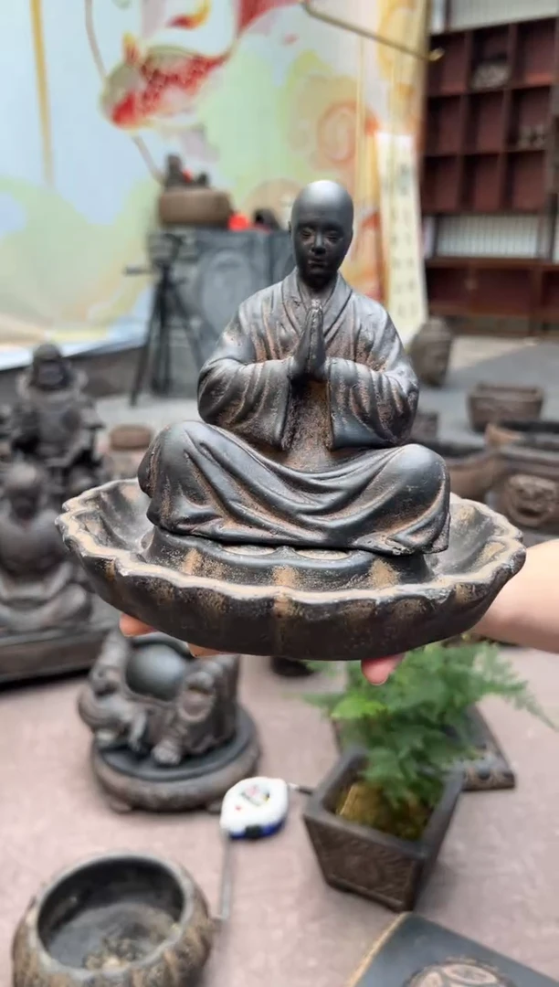 陶土【火山泥】一心向佛+莲蓬壶承