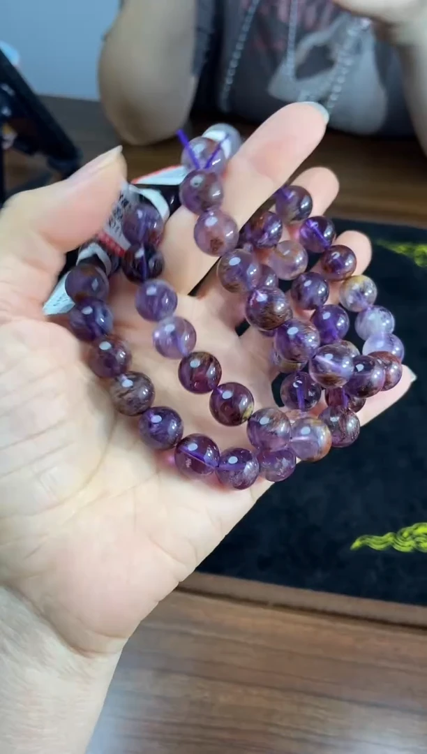 水晶手串未镶嵌11m紫幽灵 多样性发其一