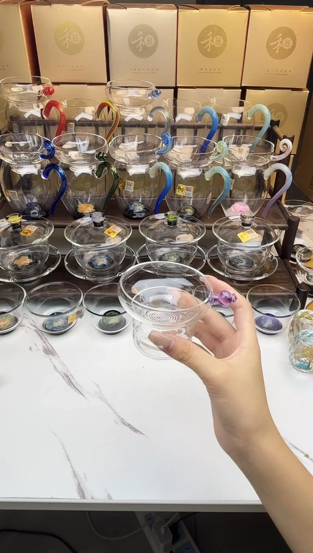 手工艺品玻璃禾器 奉珠茶漏浅紫 普通盒