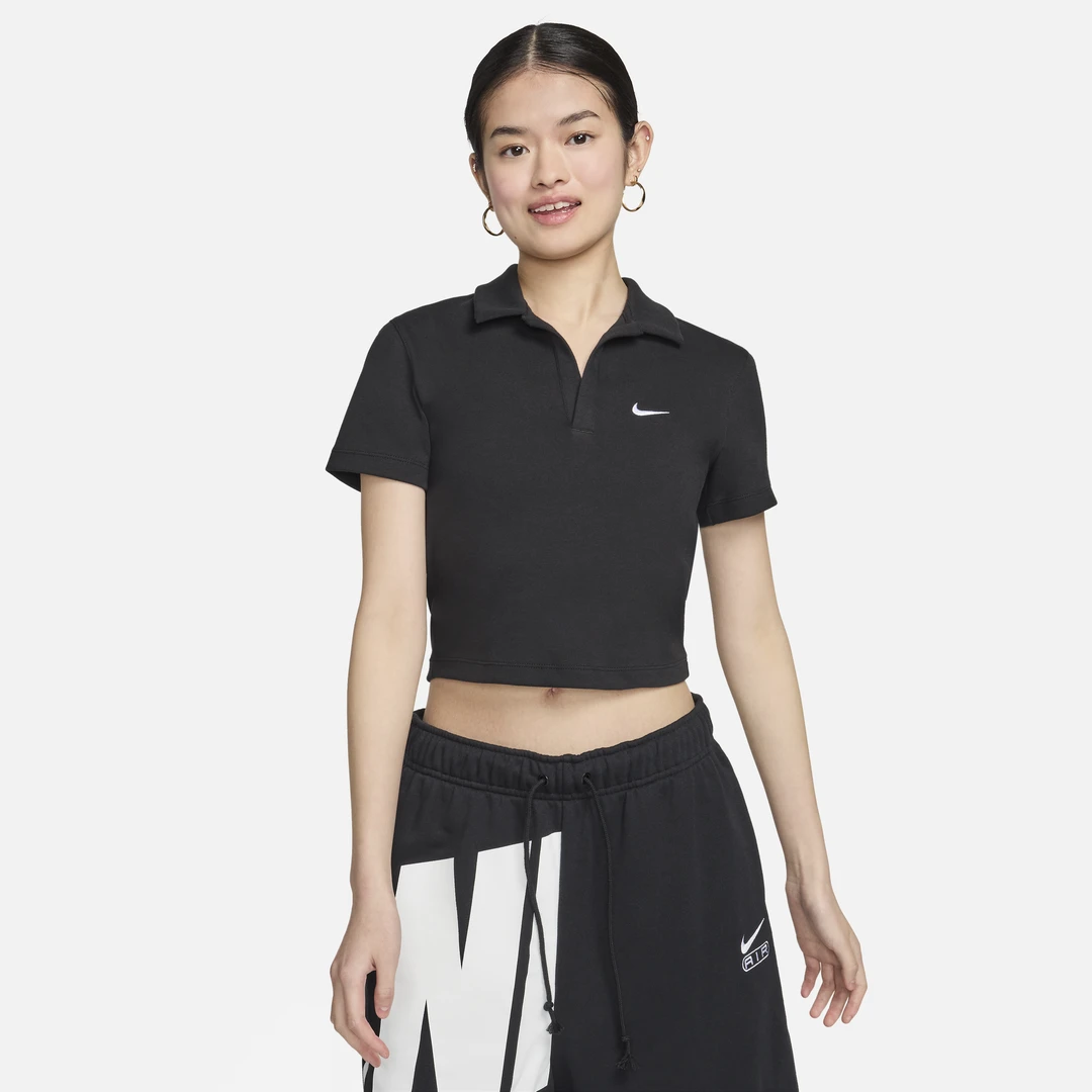 Nike耐克女子短袖翻领POLO衫夏季新款刺绣小勾短款T恤DV7885-010
