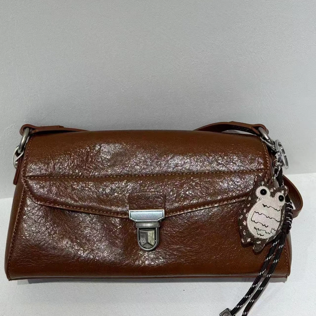 【芝麻集】QYX-9577-美拉德棕RAIN.CUN简约腋下斜跨轻奢女包