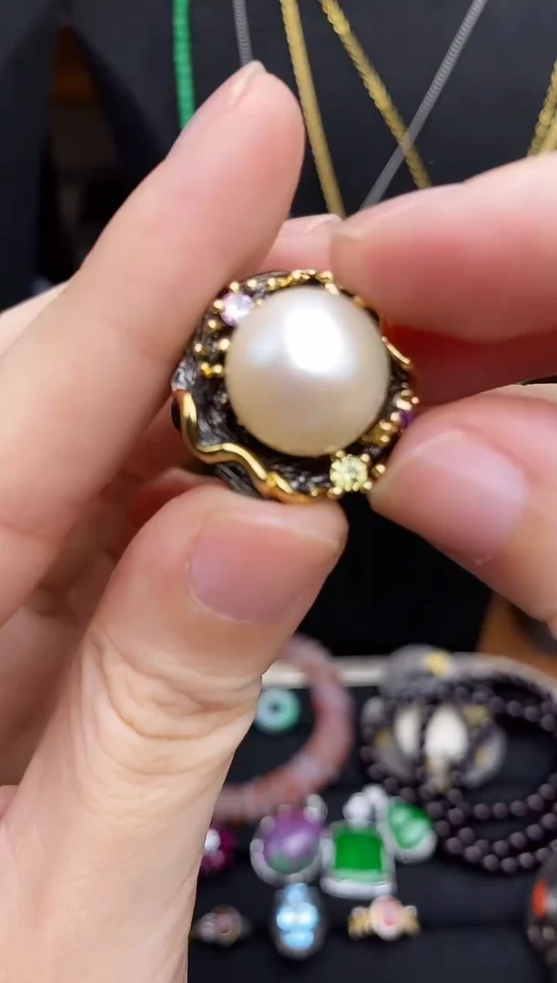 非金属大理石复古戒指