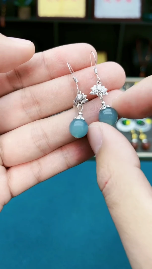 【闪购商品】玛瑙/玉髓耳钉银S925镶嵌237000