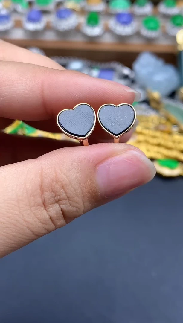 翡翠18K金镶嵌耳饰83-春日珠宝