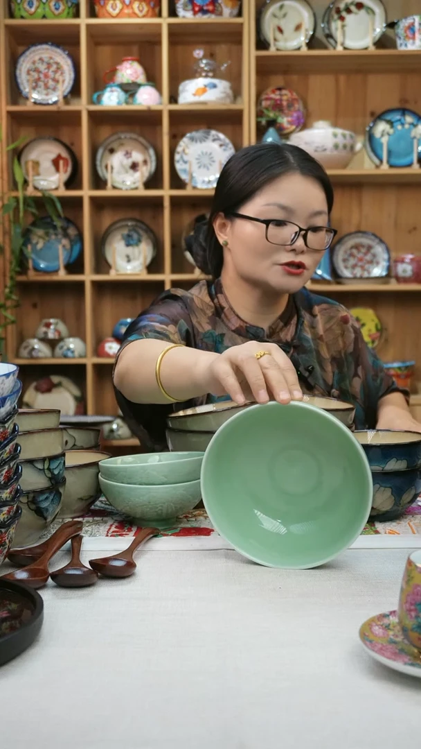 瓷片小可高温陶瓷餐具一组4只面碗