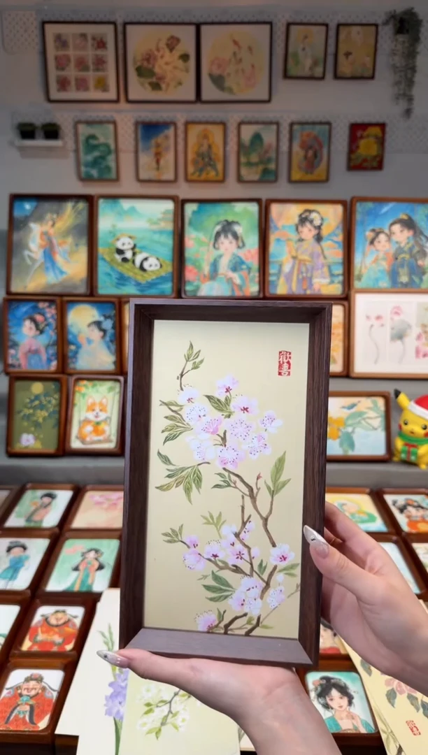 国画粉桃花 手绘国画27