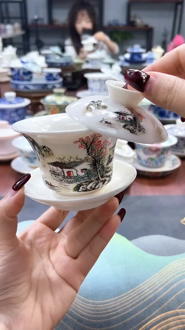 【闪购商品】小号仿古马蹄山里人家可悬不转盖碗