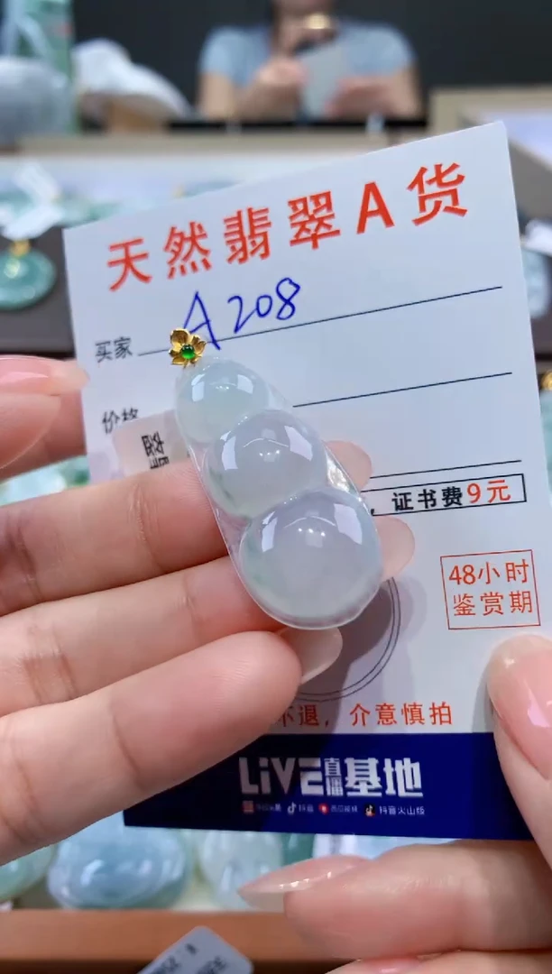 颈饰18K金镶嵌翡翠天然翡翠A货挂件