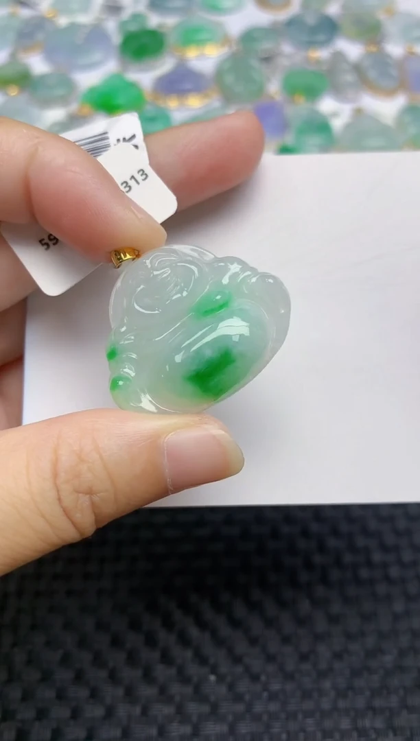 翡翠18K金镶嵌颈饰天然翡翠A货