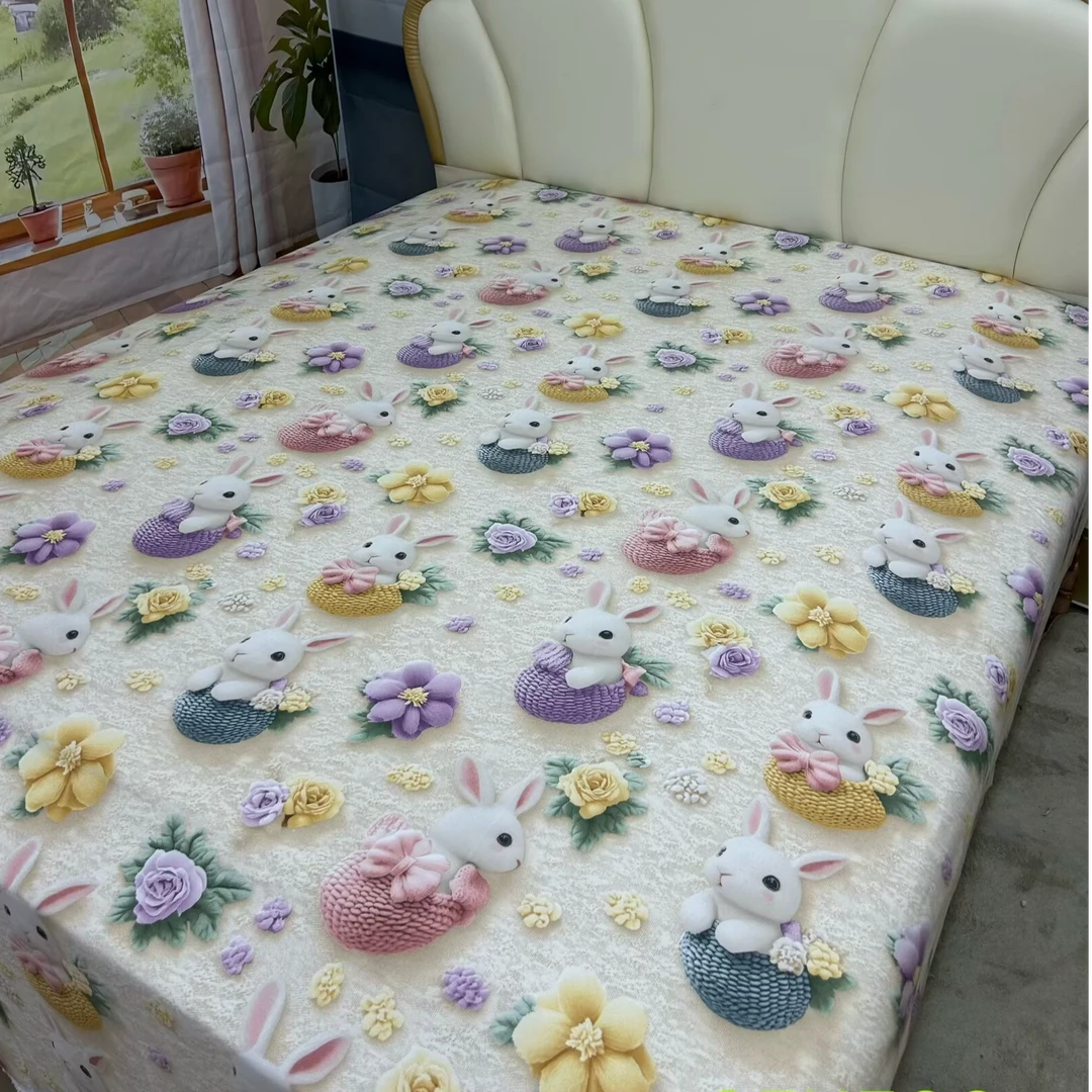 （0170）亲肤加厚双人被套2*2.3米 （花蓝小兔）